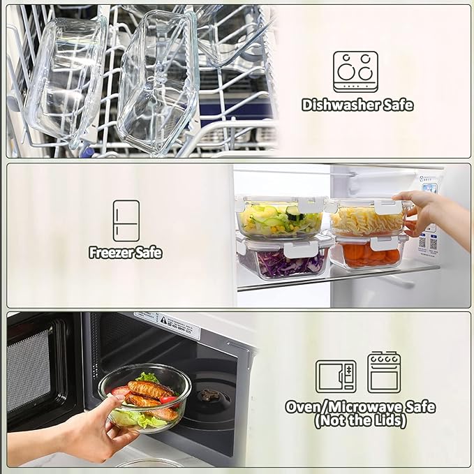 M MCIRCO 10-Pack 22 Oz Glass Meal Prep Containers - Image 4