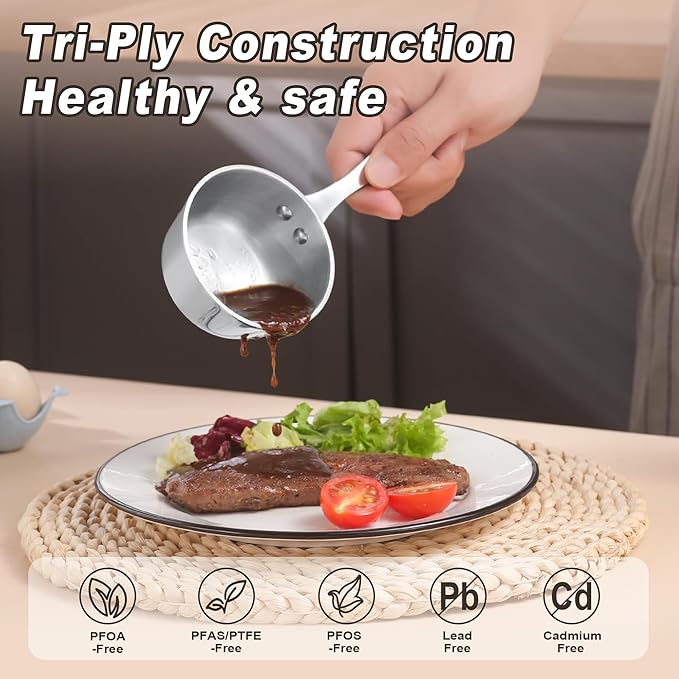 Mini Sauce Pan, Tri-Ply Stainless Steel Pot - Image 3