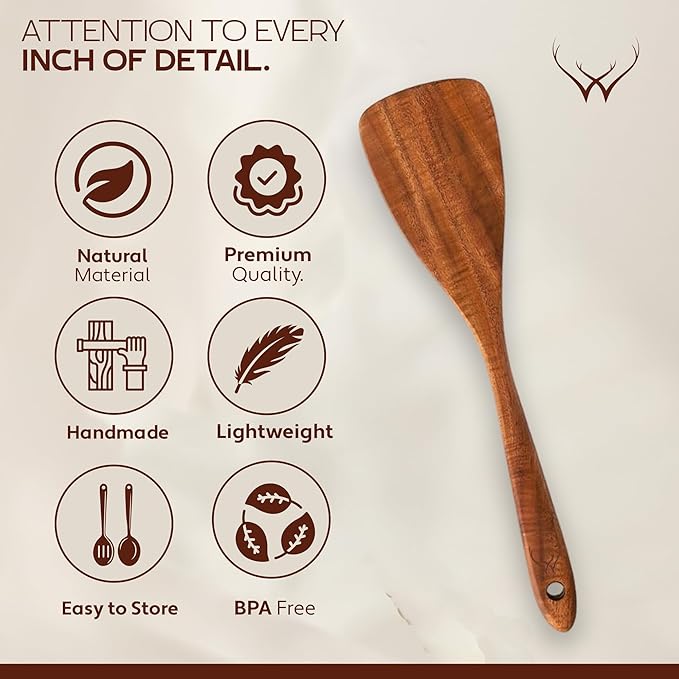 16 Pcs Teak Wooden Cooking Utensils Set – Premium Teak Wooden Utensil Set - Image 7