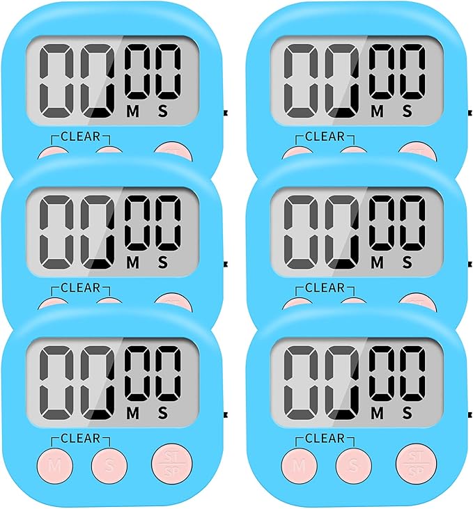 6 Pack Small Digital Kitchen Timer Magnetic Back and ON/Off Switch, Minute by LinkDm