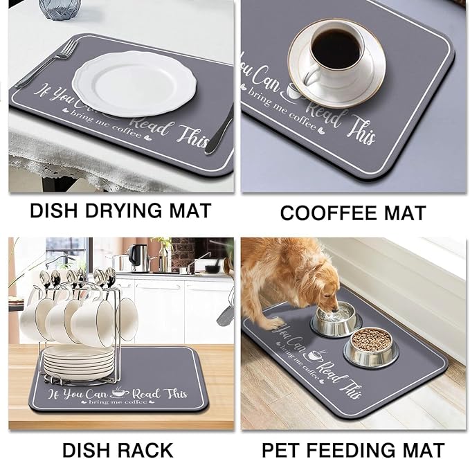 Coffee Bar Mat for Countertops 18inx24in, Absorbent Hide Stain Anti-Slip Cafe - Image 8
