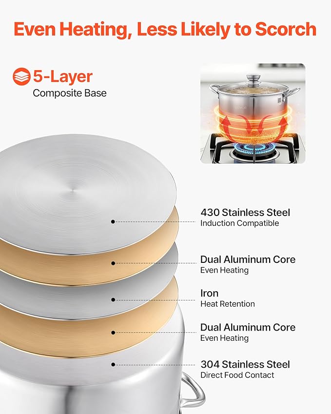 VEVOR Stainless Steel Stock Pot, 12QT Stainless Steel Stockpot - Image 3