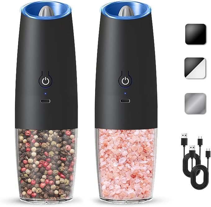 Rechargeable Electric Salt And Pepper Grinder Set, Automatic Gravity Electric by KIARYUOLL