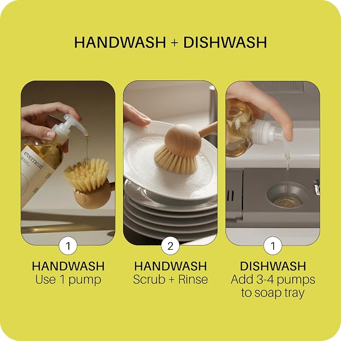 Everneat Liquid Dish Soap Refill | Plant-Based Non-Toxic Dishwashing Liquid with Enzymes | Grease-Cutting Kitchen Soap | 2 refills 16oz – Lift (Citrus)