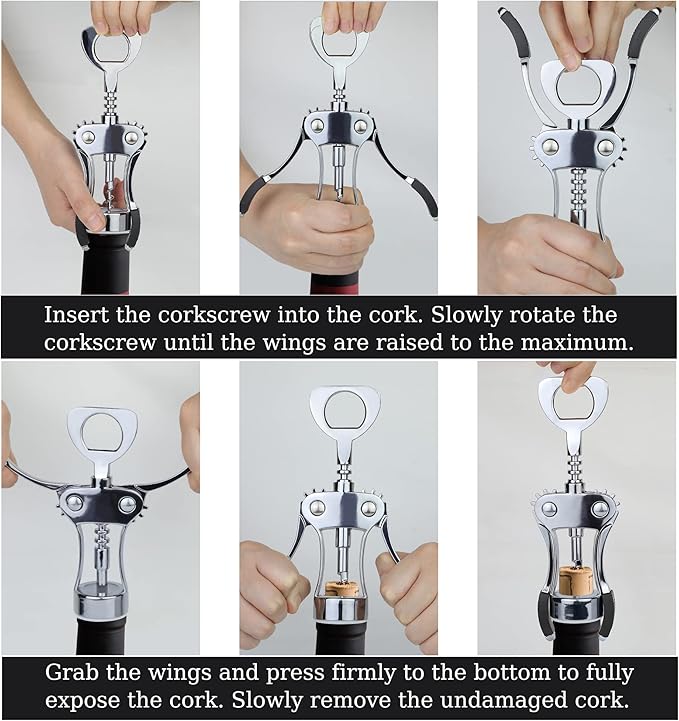 KORCCI Wine Opener, Heavy-Duty Zinc Alloy Wing Corkscrew, Premium Beer Bottle - Image 8