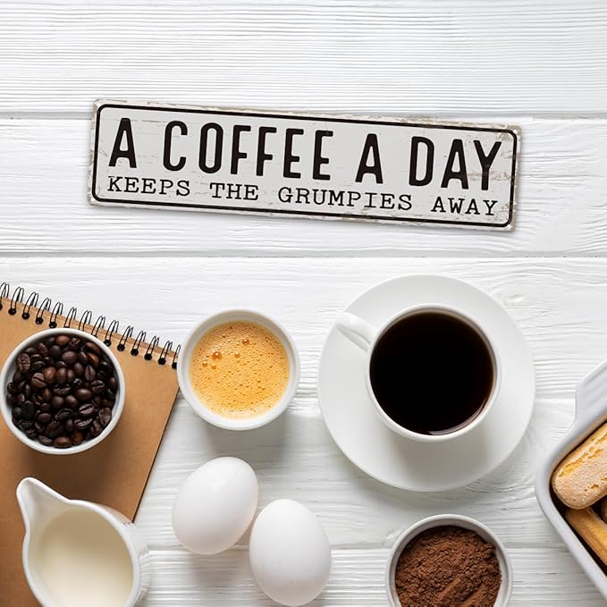 Coffee Signs Decor, A Coffee A Day Keeps the Grum Pies Away Sign, Farmhouse - Image 5