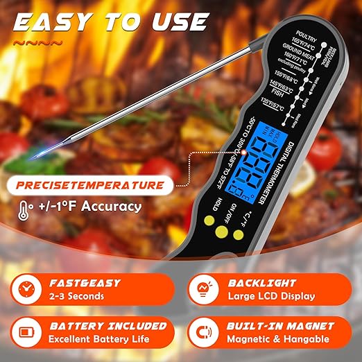 Instant Read Meat Thermometer, Fast & Accurate Digital Food Thermometer - Image 4