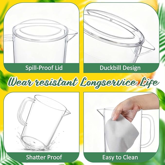 Tessco for you 12 Pcs Plastic Pitchers 60 Ounce Clear Restaurant Jug Large - Image 3