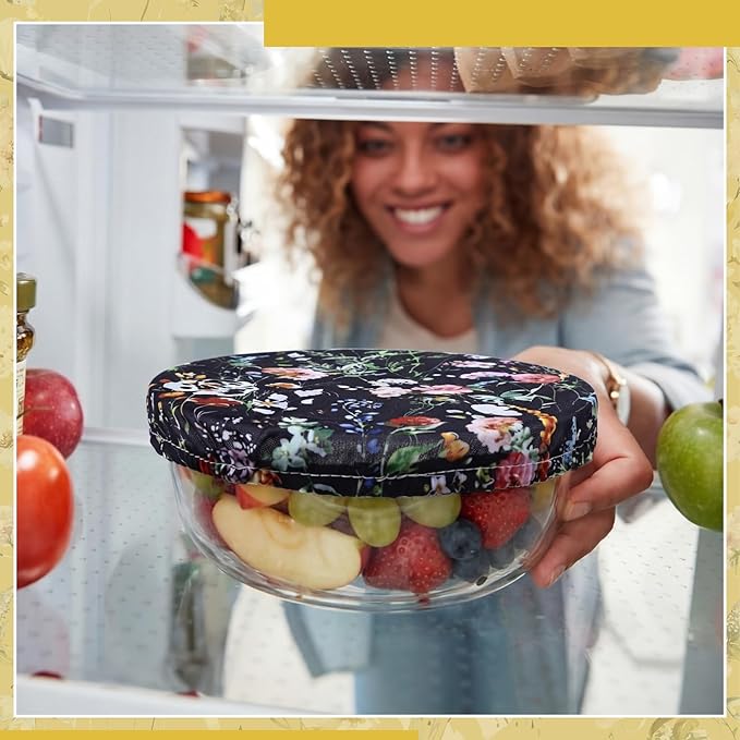 Patelai 10 Pcs Bowl Covers Reusable in 5 Size Stretch Cloth Fabric Elastic Food - Image 3