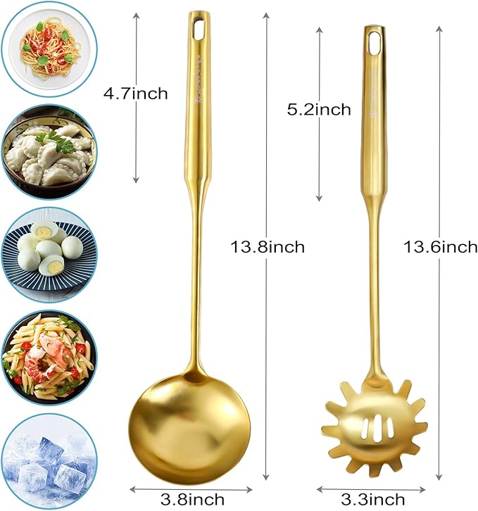 Gold Soup Ladle and Spaghetti Spoon Set - Image 6