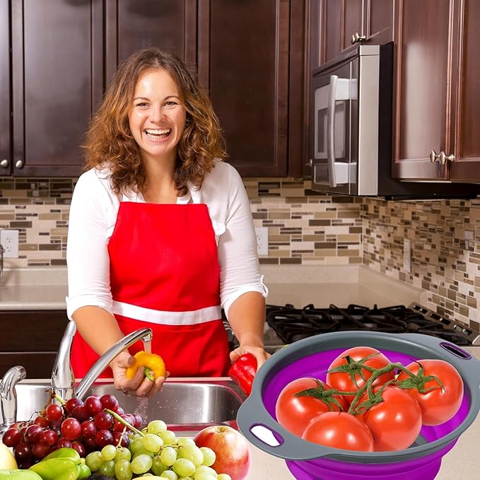 Purple Foldable Food Strainer for Kitchen - Image 9