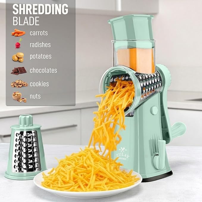 Zulay Kitchen Rotary Cheese Grater 5 Blade Cheese Shredder - Image 3