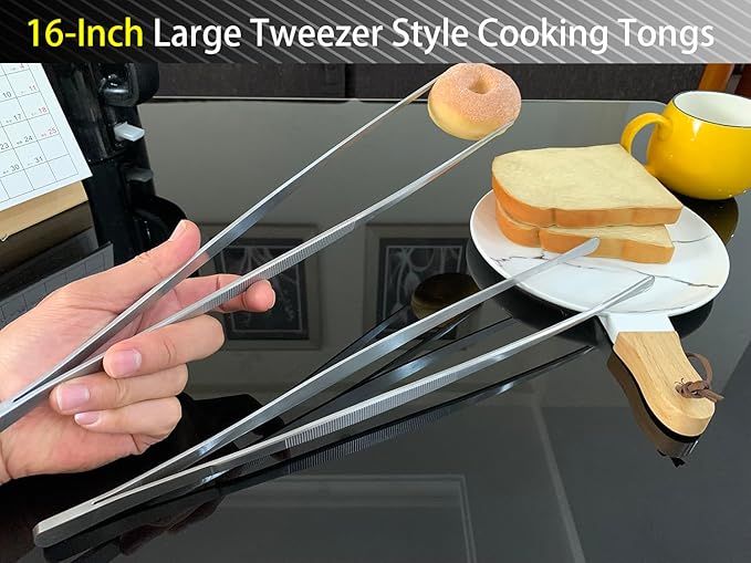 JETKONG 2 Pcs 16'' Tweezer Tongs, Extra Large Food Tweezers, Extra Long Kitchen - Image 5
