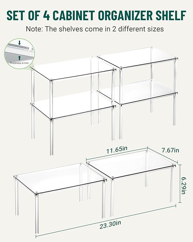 Bobomoment Acrylic Cabinet Organizer, Desk Countertop Shelf Organizer, Pantry - Image 4