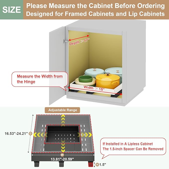 Pull out Cabinet Organizer, Expandable Width and Depth - Image 2