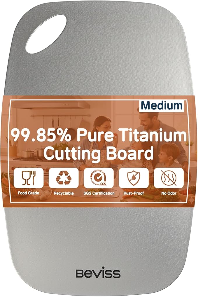 Real 99.85% Pure Titanium Cutting Board Non-Toxic 13.66" x 9"- BPA Free by HOME