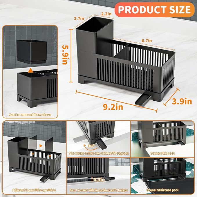Sink Caddy & Kitchen Sink Organizer, Plastic Kitchen Countertop Organizer - Image 3