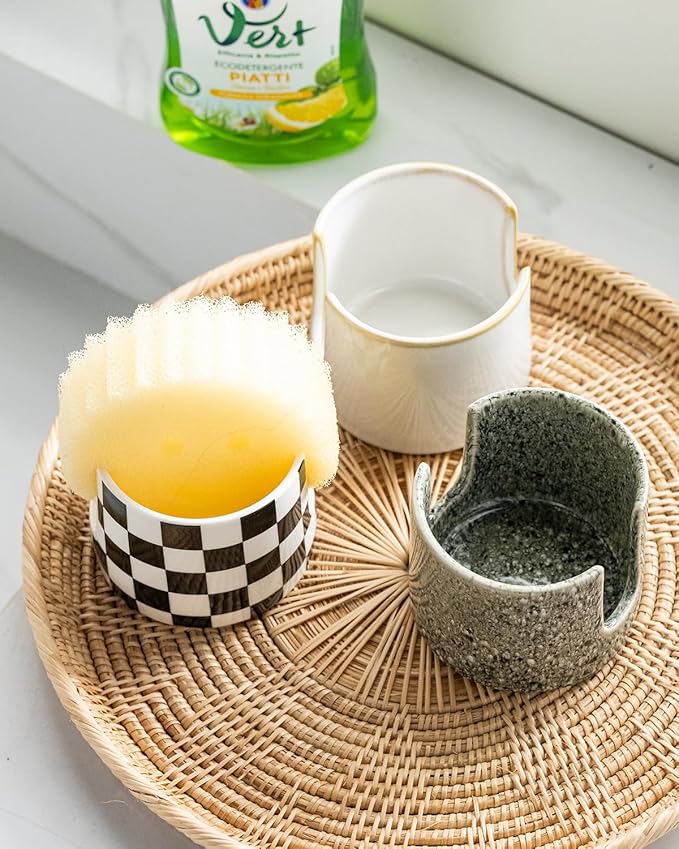 Zoeeker Kitchen Sponge Holder, Ceramic Dish Sponge Holder Scrubby Daddy - Image 7