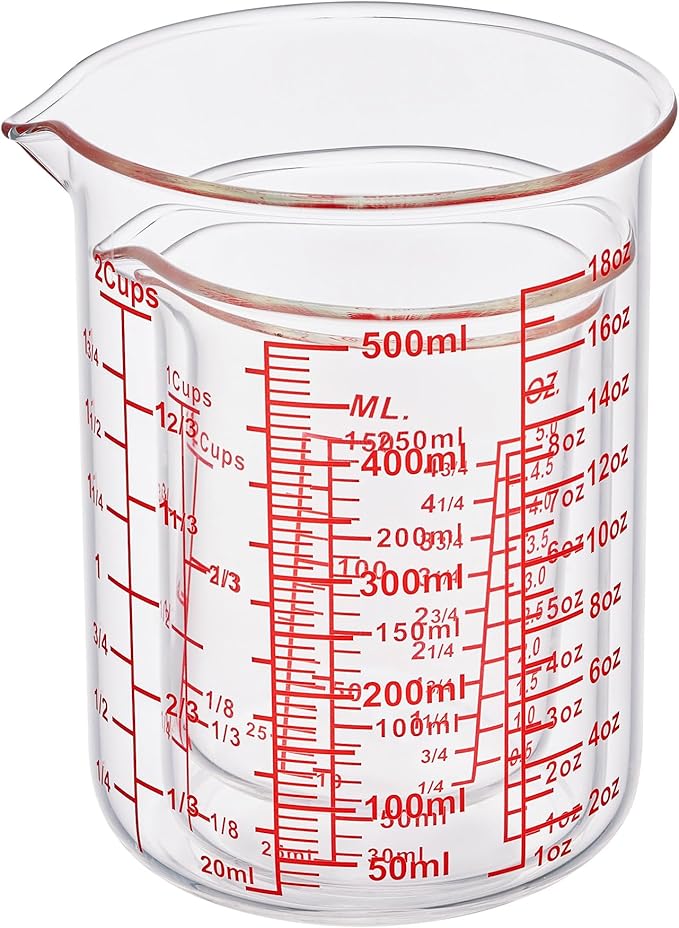3 Piece Glass Measuring Cup Set, Includes 1/2-Cup, and 2-Cup High Borosilicate - Image 3