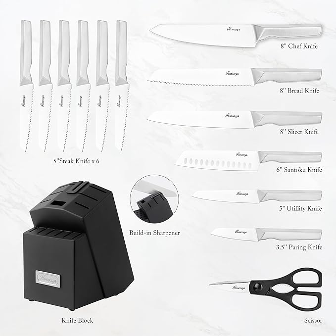 Kitchen Knife Set, Japanese Stainless Steel Knife Block Set - Image 2