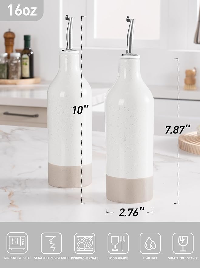 famiware Milkyway 16oz Ceramic Olive Oil Dispenser Bottle, Olive Oil and - Image 4