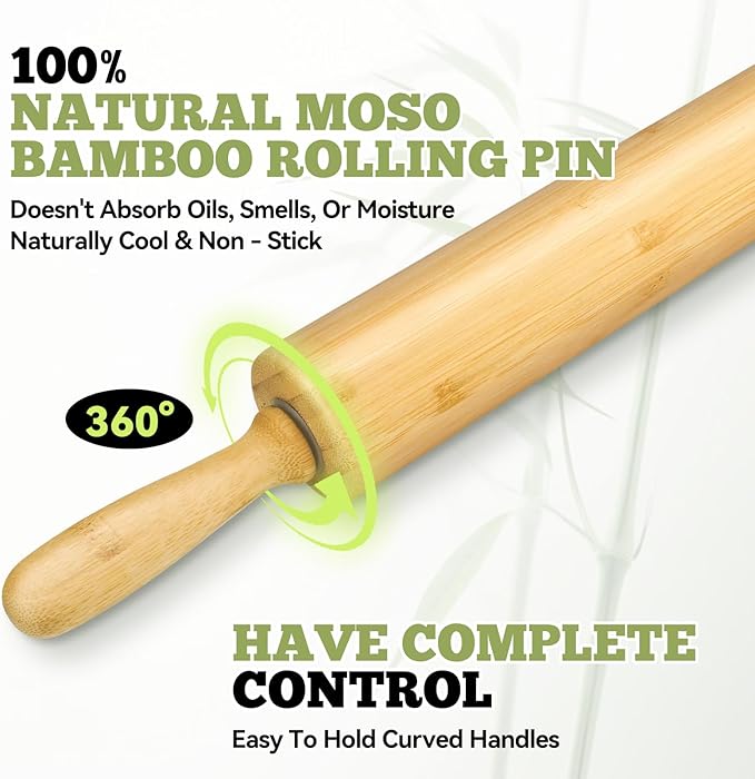 17.5 inch Wooden Rolling Pin for Baking - Image 6