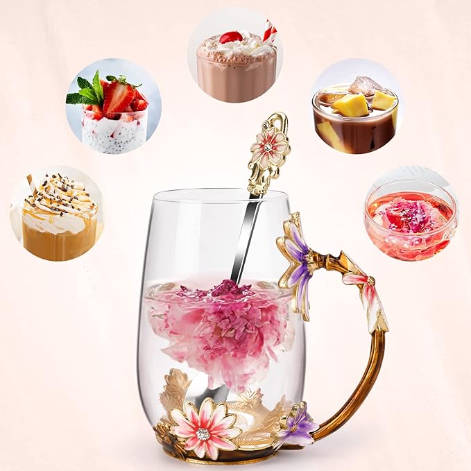 OEAGO Purple Gifts for Women Mom Mothers Day Glass Coffee Enamels Mug Best - Image 6