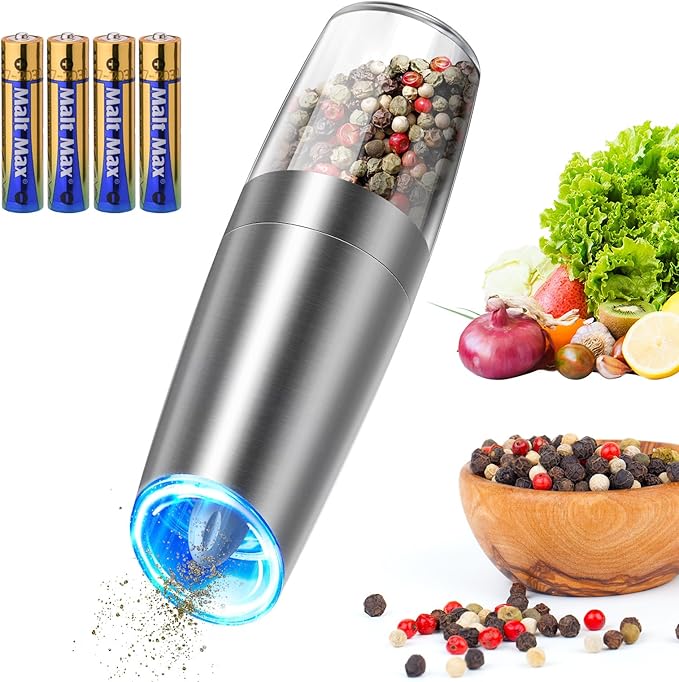CIRCLE JOY Stainless Steel Graviry Electric Pepper Grinder Automatic Salt by CIRCLEJOY