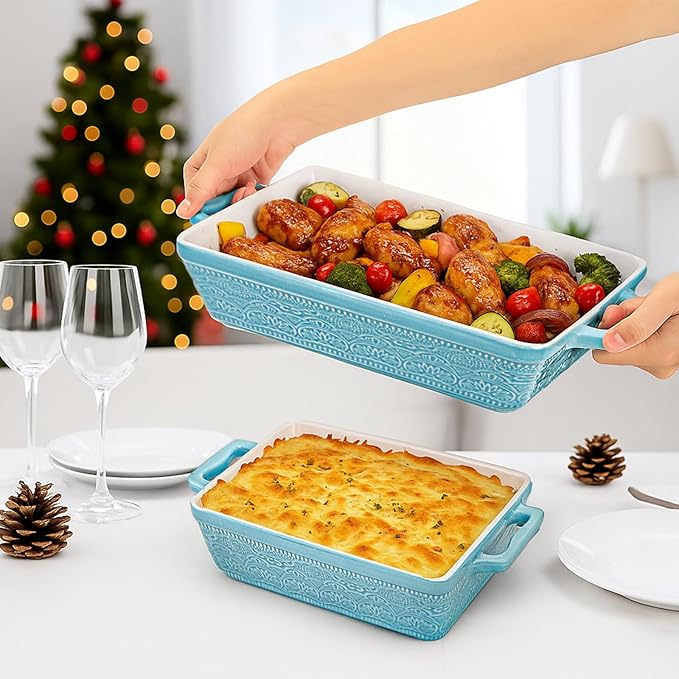 Hacaroa Set of 3 Ceramic Baking Dishes, Rectangular Bakeware - Image 6