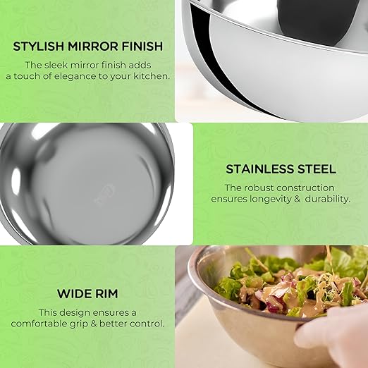 OCS Parts 0.75 Quart Mixing Bowls | Set of 2 | 7-Inch Stainless Steel - Image 5