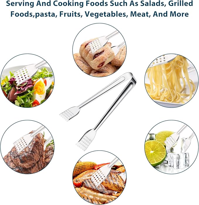 8 Pack Serving Tongs, 9 Inch, Stainless Steel - Image 5