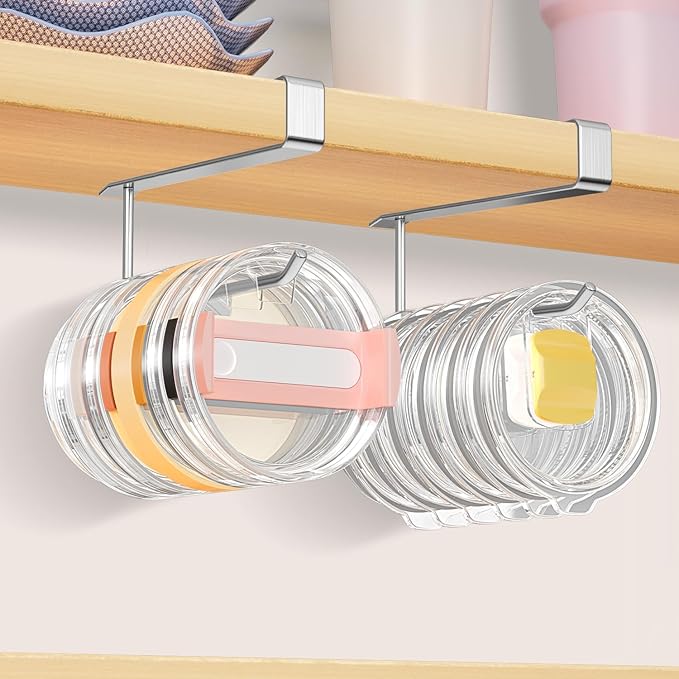 2 Pack Tumbler Lid Organizer, Under Cabinet Cup Lid Holder - Image 8