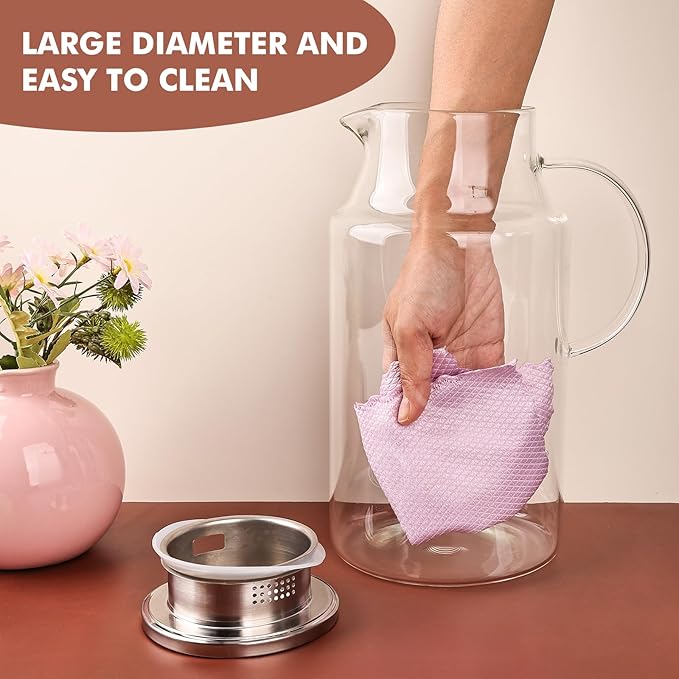 128oz Glass Pitcher with Lid, 1 Gallon Glass Water Pitcher Hot/Cold Water Jug - Image 3
