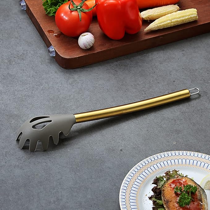 Gold Spaghetti Spoon, Berglander Non-stick Silicone Pasta Server - Image 4
