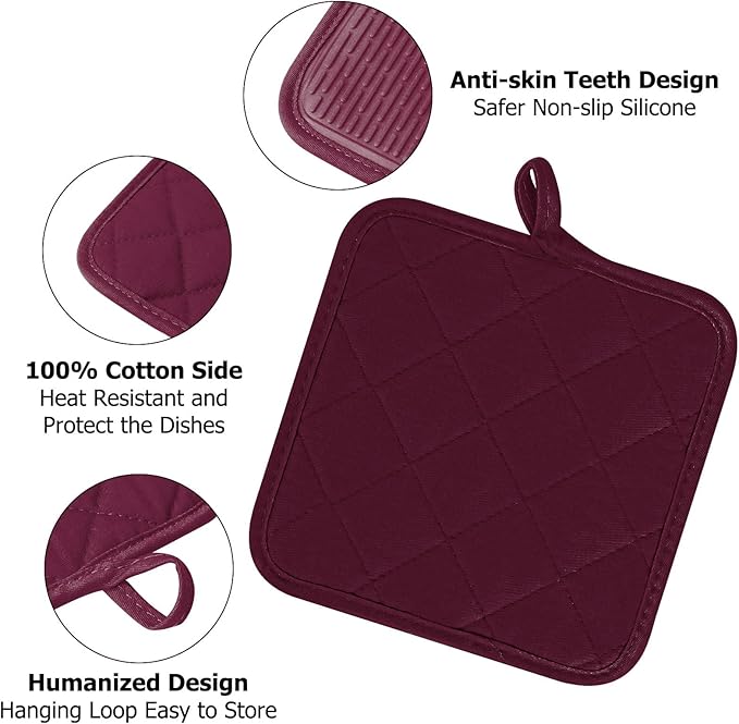 Oven Mitts and Pot Holders Set, Heat Resistant Silicone Kitchen Mini Oven - Image 4