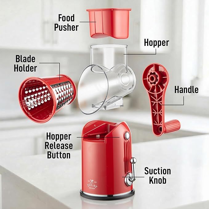 Zulay Kitchen Rotary Cheese Grater 5 Blade Cheese Shredder - Image 9