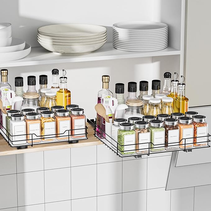 BOIVSHI Spice Rack Organizer for Cabinet, 1 Tier Pull Out Spice Rack, Spice - Image 8