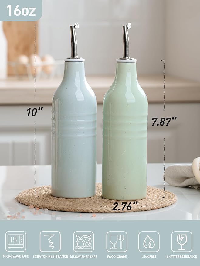 famiware Jupiter 16oz Ceramic Olive Oil Dispenser Bottle, Olive Oil and Vinegar - Image 4
