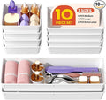 10 Pack Large Size Plastic Drawer Organizers Set, 3 Sizes Desk Drawer Organizer by Unknown