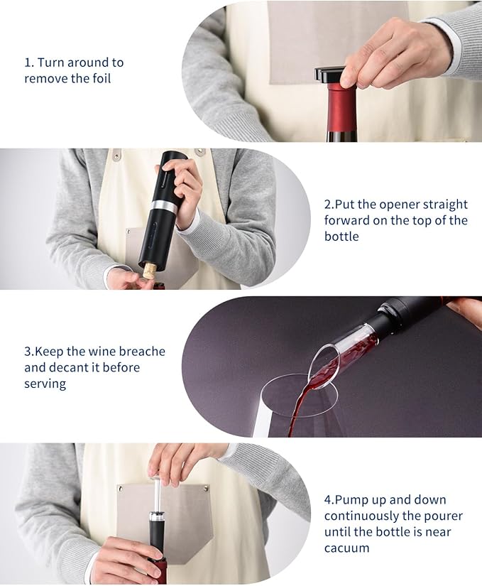 CIRCLE JOY Electric Wine Bottle Opener Set Rechargeable Wine Corkscrew Cordless - Image 5