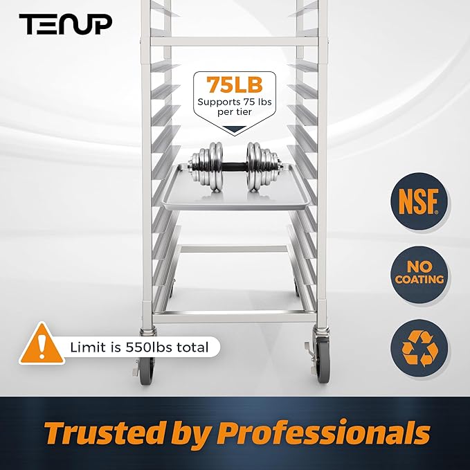 TenUp 20-Tier NSF Aluminum Sheet Pan Rack, Commercial Bakery Cooling & Storage - Image 4