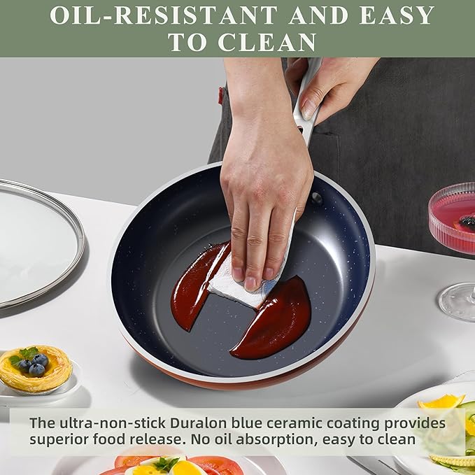Nuwave Healthy Duralon Blue Ceramic Nonstick Cookware Set, Diamond Infused - Image 7