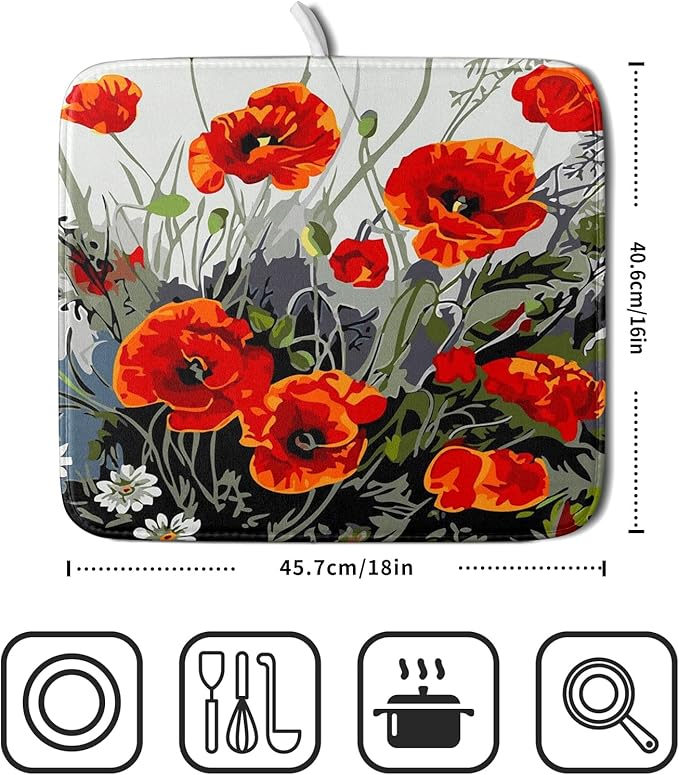 Giwawa Poppy Dish Drying Mat 16x18 inch - Image 2