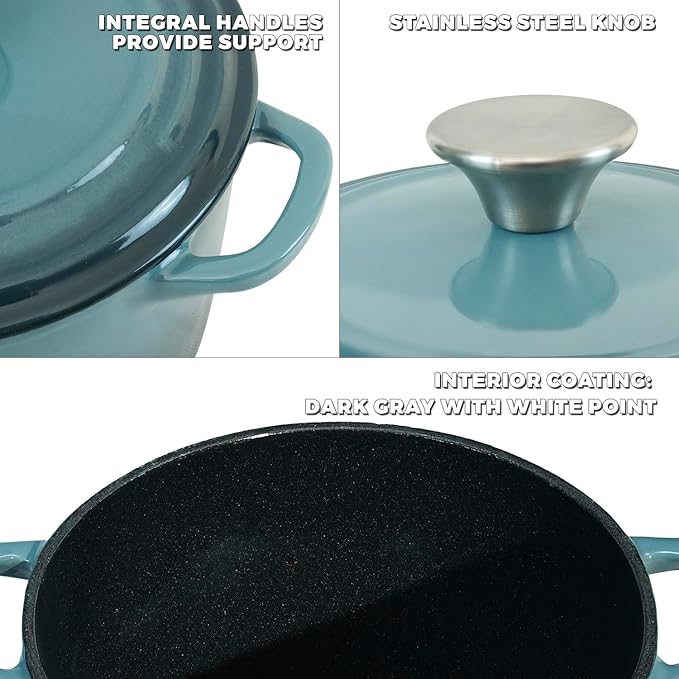 Flavehc Dutch Oven Pot with Lid 1.8 qt Cast Iron Dutch Oven - Image 2