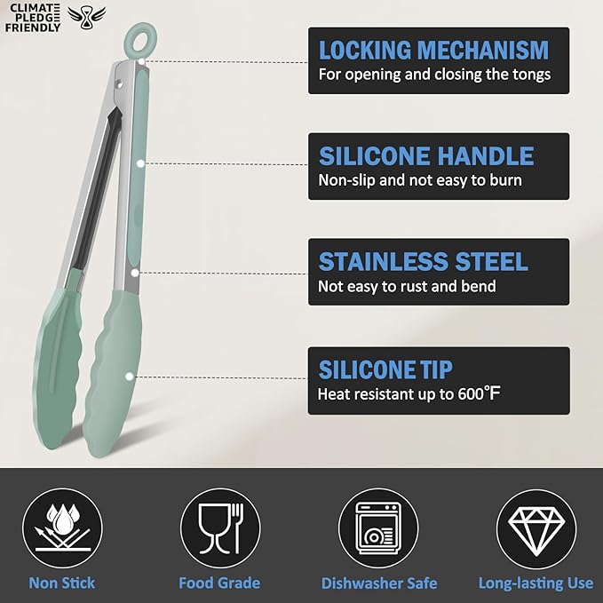 Kitchen Tongs, Stainless Steel Cooking Tongs - Image 4