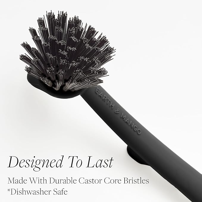Earth & Mango Magnetic Dish Brush & Scraper, Snaps to Sink, Non-Scratch - Image 5