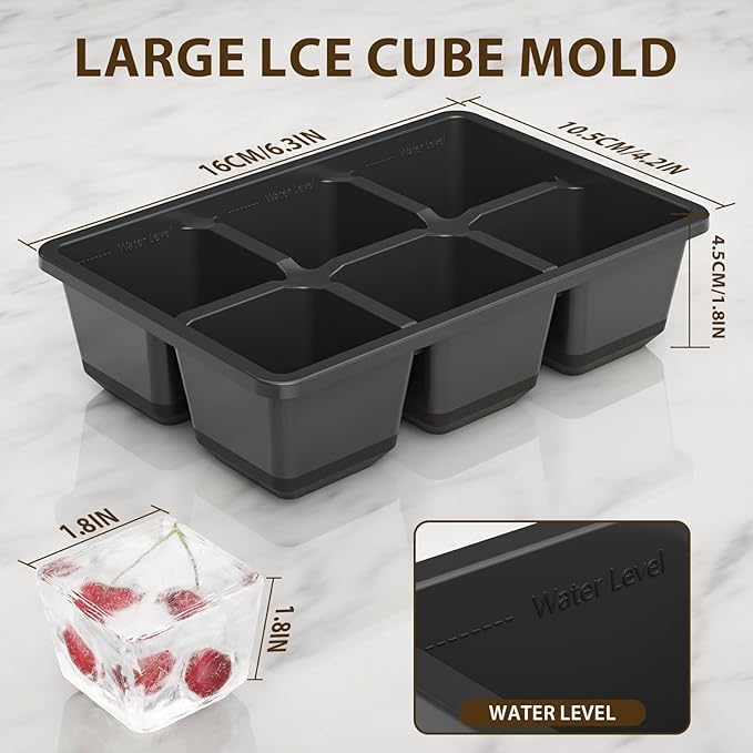 Optish Large Ice Cube Molds, 2 Pack Whiskey Square Ice Molds, 1.8 Inch Big Ice - Image 3