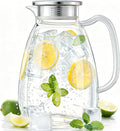 Glass Pitcher with Lid and Handle, 2.2L Borosilicate Glass Water Carafe by Unknown