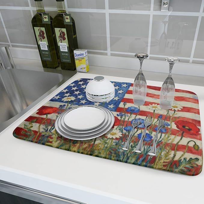 Patriotic American Flag Dish Drying Mat - Image 6