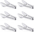 6 Pack Buffet Tongs, Stainless Steel Serving Tongs Serving Utensils 7Inch by Must-havesForYourKitchen